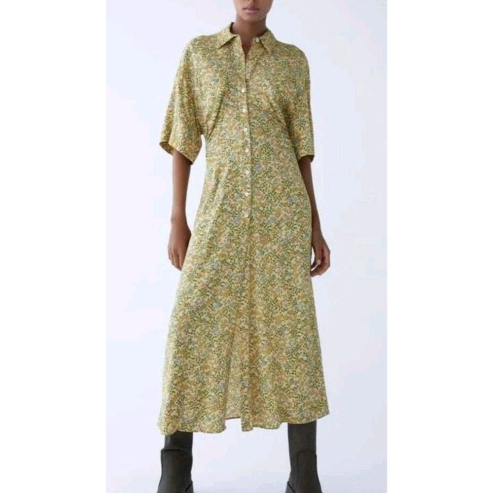 Zara Maxi Dress XS Floral Button Down